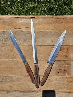 VTG Interpur Stainless Steel Knife Lot of 3 Japan Wood Handle Slicing Carving...